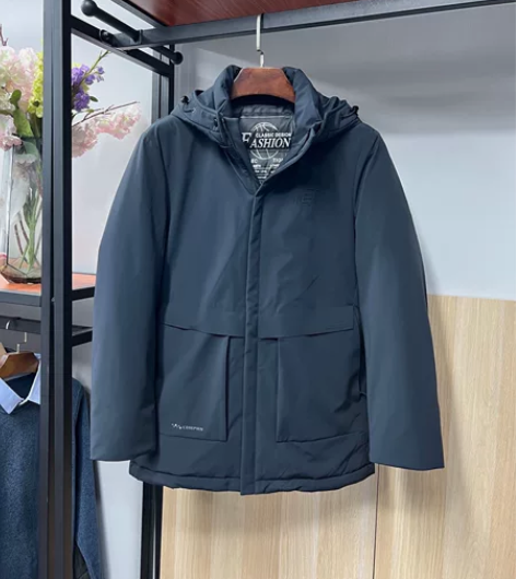 全新衫S男士冬季鹅绒羽绒服,藏青色,90白...