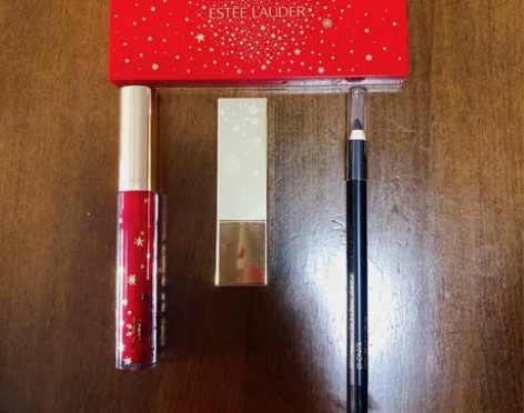 雅诗兰黛圣诞礼包拆出来的彩妆眼影唇釉眼线笔...