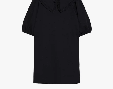 ZARA 新款 TRF 小圆翻领暗花娃娃连...