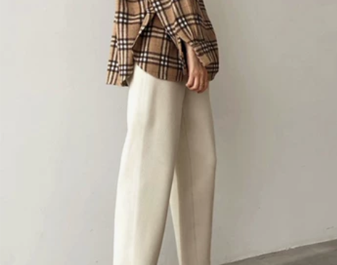 棕咖色灯芯绒阔腿裤女直筒秋冬休闲宽松九分哈...