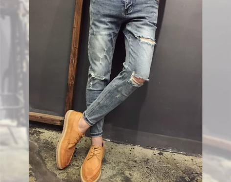 破洞牛仔裤男春夏薄款2022新款韩版潮流乞...