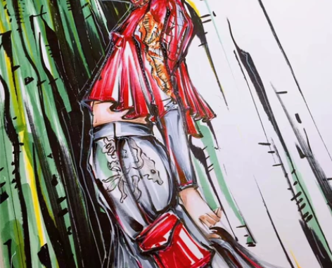 帮忙服装款式图服装效果图线稿草图代画 （可...