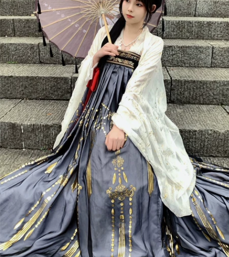 【艺缕】黑云鹤齐胸两片式汉服 六米摆大袖衫...
