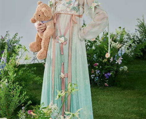 七月夕汉服原创 栀夏 对襟印花短衫绣花渐变...