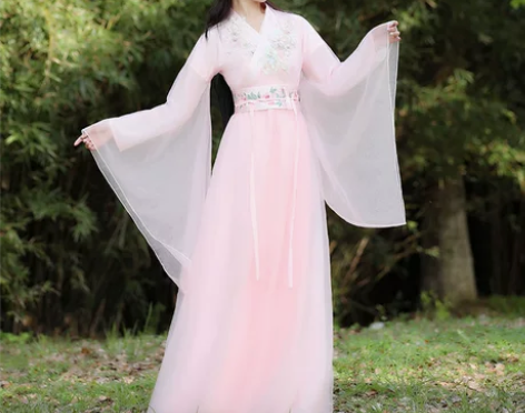汉服女广袖流仙裙粉色超仙气日常中国风秋夏款...