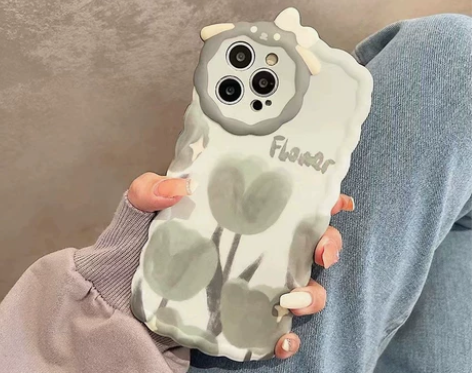 适用苹果系列日韩郁金香韩风网红女款全包硅胶...