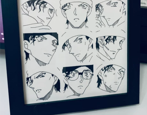 名侦探柯南赤井秀一格子画 针管笔手绘装饰画...