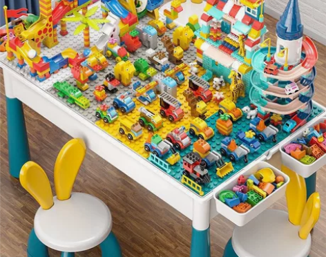 兼容乐高儿童diy大颗粒积木桌子宝宝拼装益...