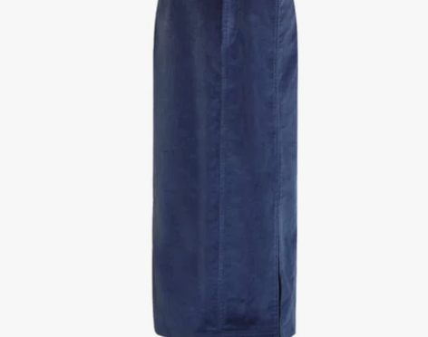 秋冬蓝色复古灯芯绒半身裙女中长款侧开叉包臀...