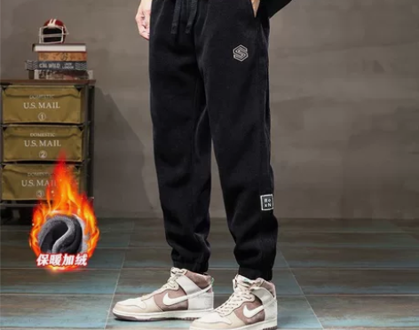 加绒加厚休闲裤男士秋冬款雪尼尔灯芯绒冬季博...