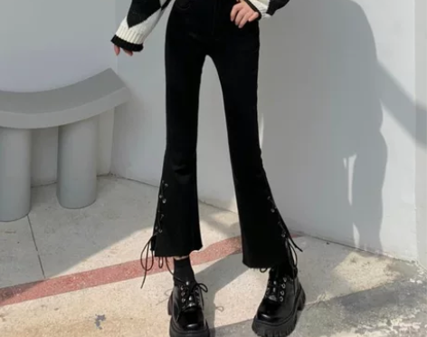 ins潮牛仔裤女冬2021秋冬裤子新款高腰...