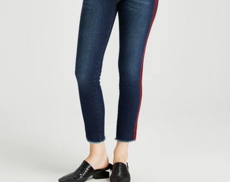 迪赛尼斯冬装新款牛仔裤铅笔裤紧身九分裤毛边...