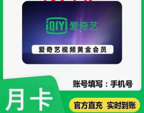 爱奇艺会员月卡三十天爱奇艺VIP会员1月激...