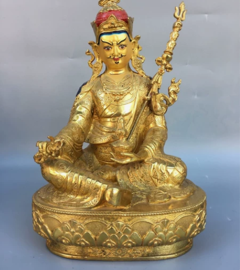 旧藏纯铜鎏金佛像 莲花生大士佛像 纯铜佛像...