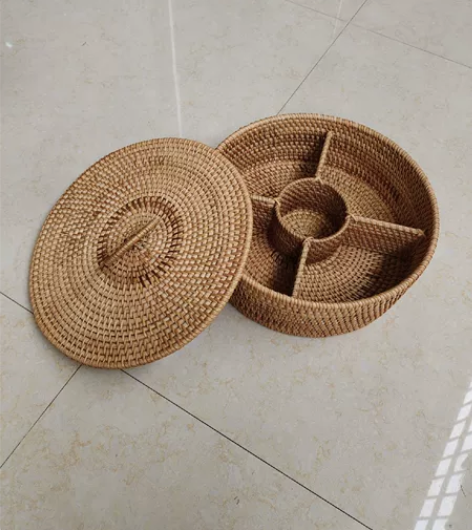 越南天然藤编糖果盒  家用分格坚果干果盒 ...