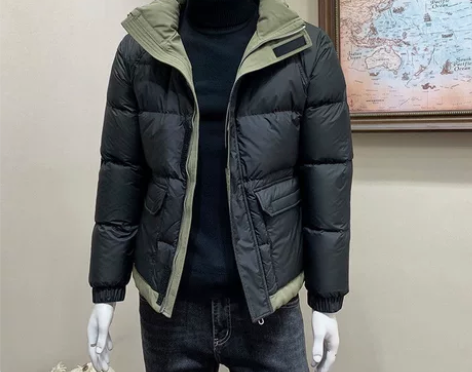 香港潮牌男士短款羽绒服冬季立领加厚拼色宽松...