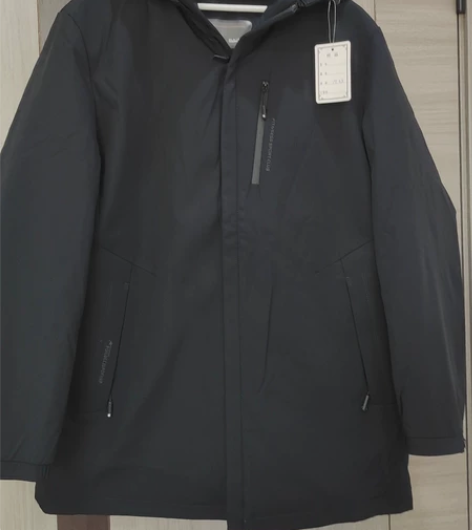 全新90白鸭绒羽绒服黑色连帽外套男士 帽子...