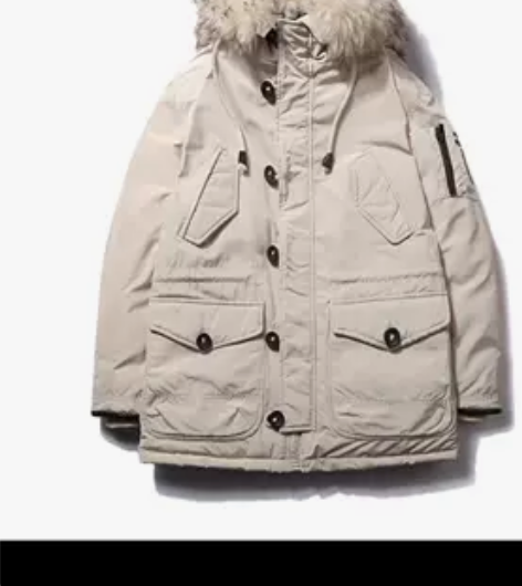 白鸭绒米色男羽绒服（领子没有毛，是旧的，手...