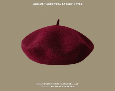 经典纯色羊毛贝雷帽女生韩版复古百搭蓓蕾帽冬...