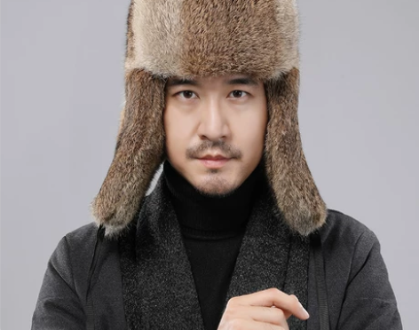 兔毛雷锋帽男冬季中老年人东北皮草帽子保暖户...