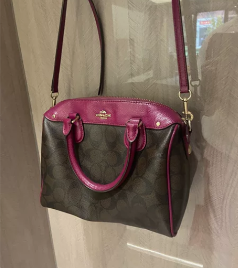 日本正品coach小号水桶包拼色老花 实拍...