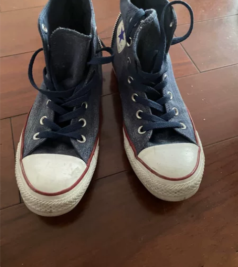 美国购入匡威正品，牛仔布后拉链帆布鞋，中高...