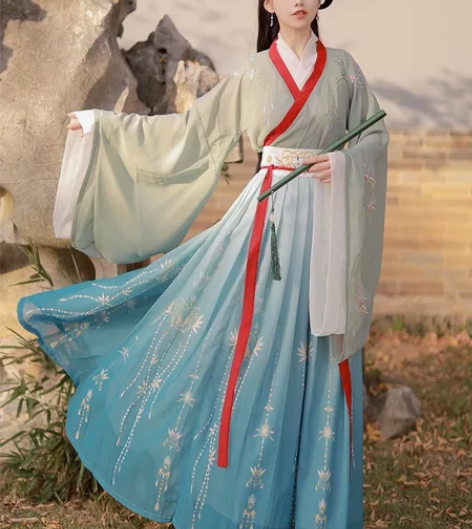 潇湘记汉服女，魏晋风交领齐腰襦裙夏季套装中...