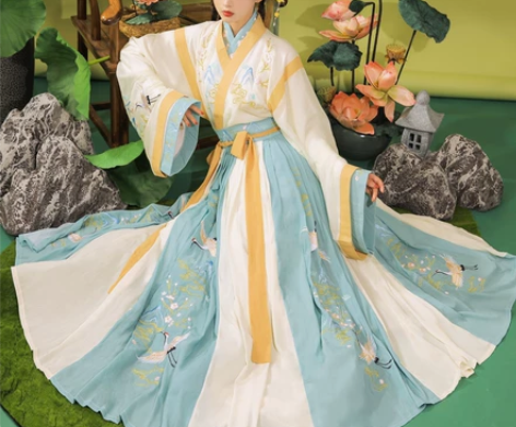 玉术原创汉服女羽集晋制齐腰魏晋风交领中国风...