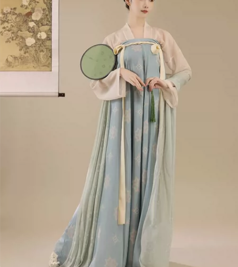 桔屿家长安花齐胸襦裙蓝色m一整套(含披帛)...