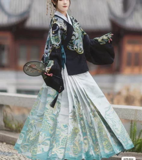 如梦霓裳汉服女明制汉服马面裙半身裙秋冬织金...