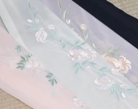 原创刺绣花 红橘绿白粉紫蓝黑杏黄色 披帛 ...