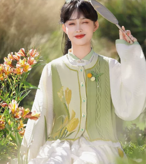 尾款  七月夕原创汉服 郁金 立领短衫针织...