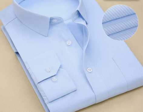 衬衫衬衣长袖衬衫浅蓝色斜纹男大码青年衫工作服