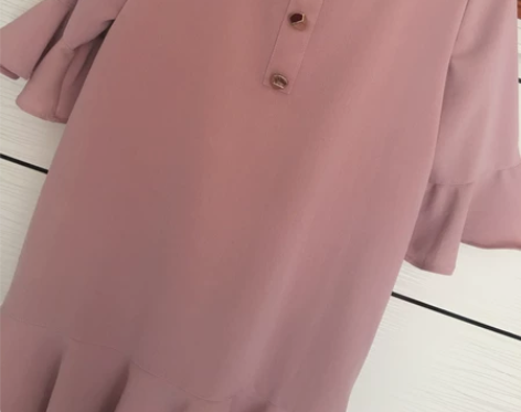 95新 藕粉色 荷叶袖荷叶裙 连衣裙如题，...