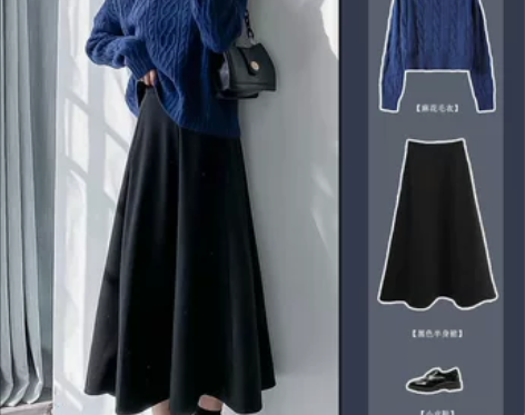 毛呢半身裙秋冬女2020高腰遮胯垂感百褶裙...