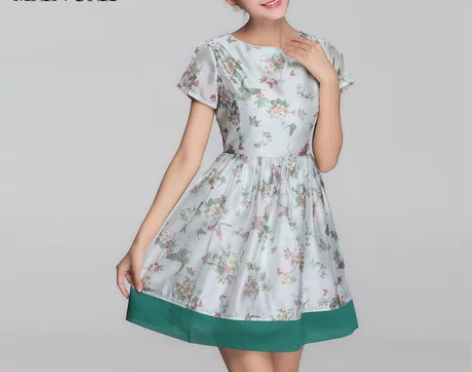 蔓采2017夏新品田园风连衣裙 甜美小清新...