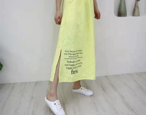 sale韩妞家韩国东大门代购新款棉麻字母开...