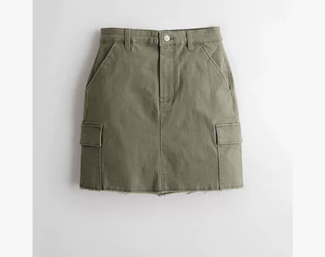 Hollister经典弹力高腰工装风短裙裙...