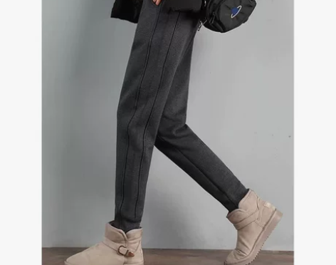 加绒加厚卫裤女2022新款冬季宽松显瘦羊羔...