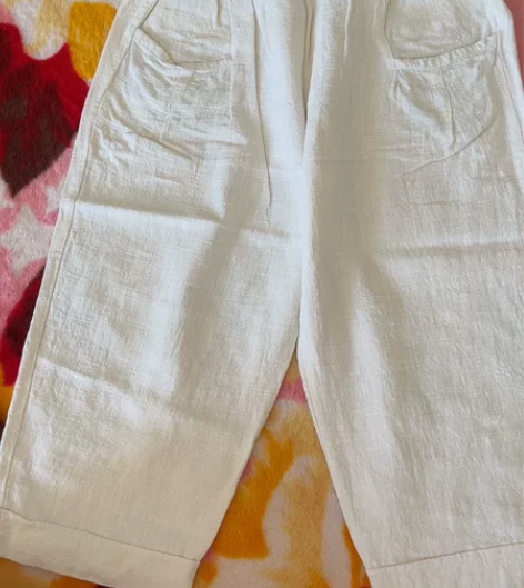 棉麻裤，六成新，无暇，松紧腰，腰围2.2尺...