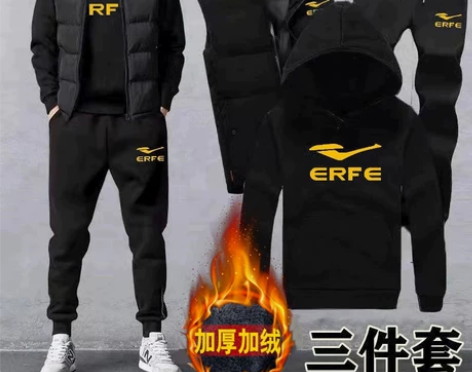 三件套男装运动套装男士休闲连帽卫衣2021...