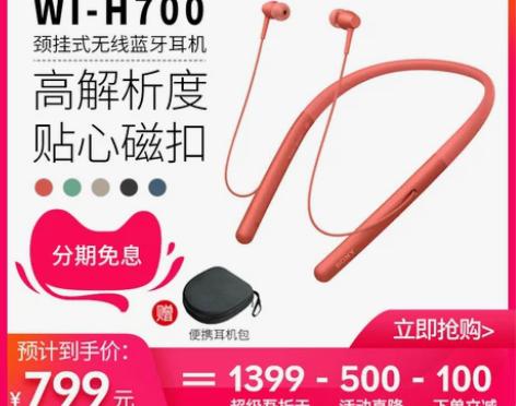 Sony/索尼WI-H700无线蓝牙耳机双...