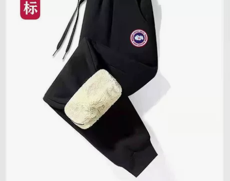 羊羔毛加绒大码运动裤加厚休闲裤刺绣黑标情侣...