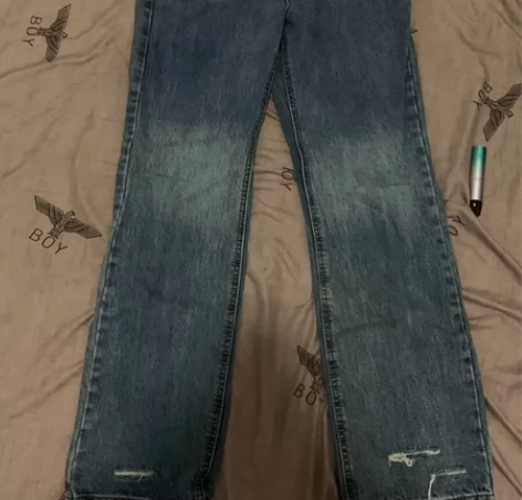 男士水洗牛仔裤 宽松直筒牛仔裤 高街休闲裤...