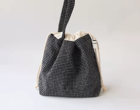 asmountain像山抽绳束口袋纯棉手拿...