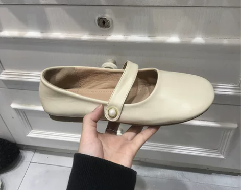 软妹大头鞋女日系可爱圆头娃娃鞋单鞋平底珍珠...