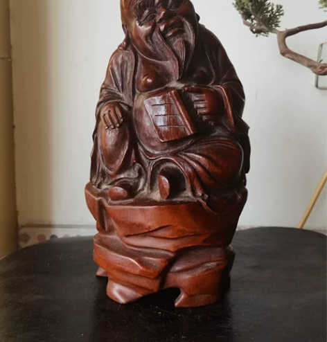 竹雕老夫子 长宽高15-14-27.5cm...