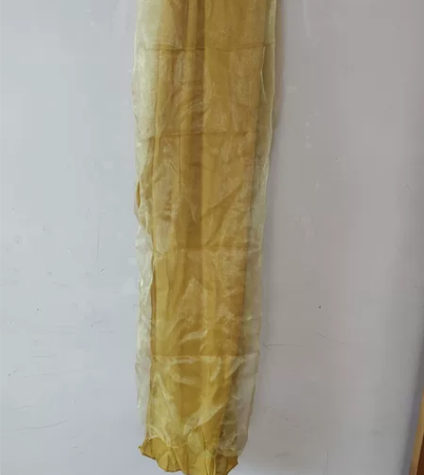 欧根纱和麻线拼接围巾,姜黄色,不退不换 感...