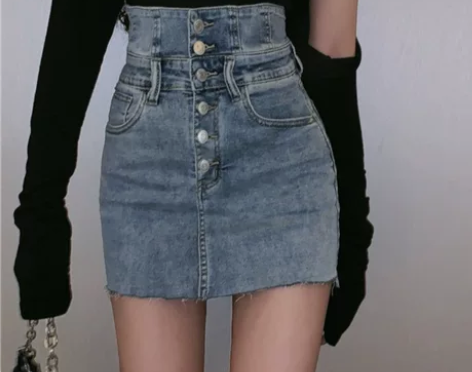 牛仔半身裙女秋冬a字短裙2022新款春季设...