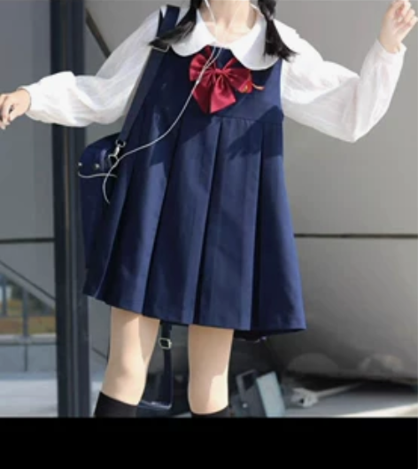 JK制服幼稚园刺绣卡奶裙半腰jk裙子背带裙...